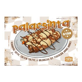   Retro fémtábla - Palacsinta Gyár - szürke-barna-A4 - 20x30 cm