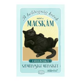 Retro fémtábla - A boldogság kerek, mint a macskám - fekete-kék - A4 - 20x30 cm T100-1-A4