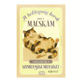 Retro fémtábla - A boldogság kerek, mint a macskám - vörös-fekete-fehér cirmos - sárga - A4 - 20x30 cm T100-2-A4