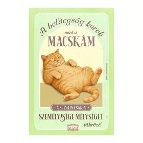 Retro fémtábla - A boldogság kerek, mint a macskám - vörös - zöld - A4 - 20x30 cm T100-3-A4