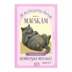 Retro fémtábla - A boldogság kerek, mint a macskám - szürke - lila - A4 - 20x30 cm T100-4-A4