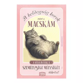 Retro fémtábla - A boldogság kerek, mint a macskám - szürke cirmos - barack - A4 - 20x30 cm T100-5-A4