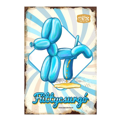 Retro fémtábla - Füttycsurgó - kék-fehér - A4 - 20x30 cm 