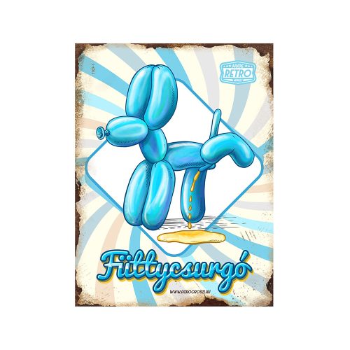 Retro fémtábla - Füttycsurgó - kék-fehér - A5 - 15x20 cm 