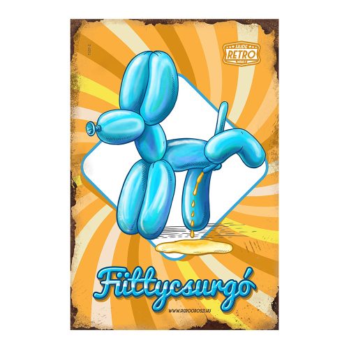Retro fémtábla - Füttycsurgó - narancssárga - A4 - 20x30 cm 