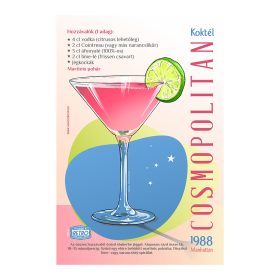 Retro fémtábla - Cosmopolitan koktél -  SZÍNES A- A4 - 20x30 cm 