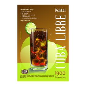   Retro fémtábla - Cuba Libre koktél -  SZÍNES B- A4 - 20x30 cm 