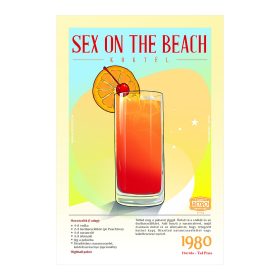   Retro fémtábla - Sex on the Beach koktél -  SZÍNES A - A4 - 20x30 cm 