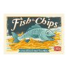 Retro fémtábla - Fish and Chips - a hal utolsó nagy kalandja - kék - A4 - 20x30 cm - PREMIUM