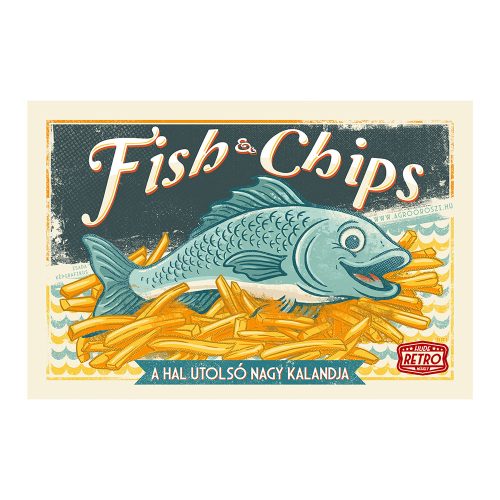 Retro fémtábla - Fish and Chips - a hal utolsó nagy kalandja - kék - A4 - 20x30 cm - PREMIUM