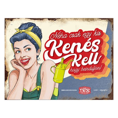 Retro fémtábla - Néha csak egy kis kenés kell, hogy beinduljon - fekete-piros - A3 -30x40 cm - PREMIUM