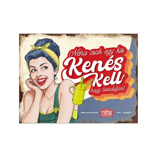 Retro fémtábla - Néha csak egy kis kenés kell, hogy beinduljon - fekete-piros - A5 -15x20 cm