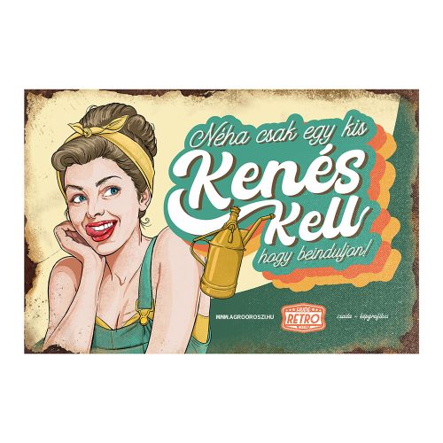 Retro fémtábla - Néha csak egy kis kenés kell, hogy beinduljon - barna-zöld - A4 -20x30 cm
