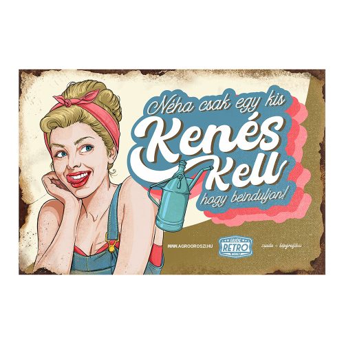 Retro fémtábla - Néha csak egy kis kenés kell, hogy beinduljon - szőke-barna - A4 -20x30 cm