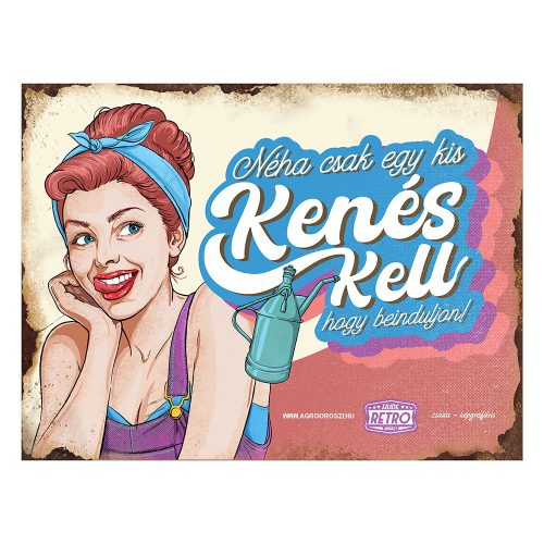 Retro fémtábla - Néha csak egy kis kenés kell, hogy beinduljon - vörös-kék - A3 -30x40 cm - PREMIUM