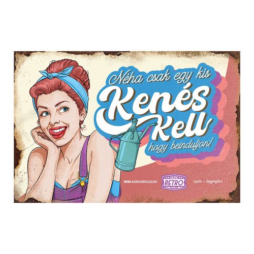Retro fémtábla - Néha csak egy kis kenés kell, hogy beinduljon - vörös-kék - A4 -20x30 cm