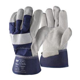   Védőkesztyű marhabőr, pamut kézhát TOP COW-A, fehér/sötétkék, 10