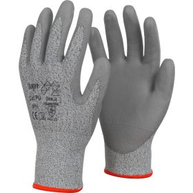   Védőkesztyű 5-ös vágásálló polietilén TOP CUT PU, szürke, 9