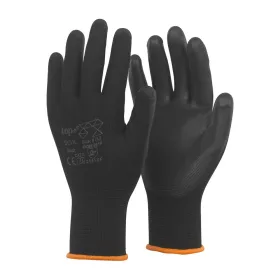 Védőkesztyű PU mártott nylon gumirozott mandzsetta TOP DEVIL+, fekete, L TOP_DEVIL_PLUS-L