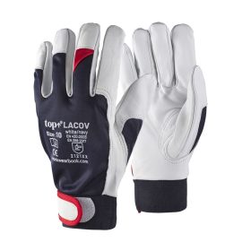   Védőkesztyű báránybőr, pamut kézhát TOP LACOV, sötétkék/fehér/piros, 9