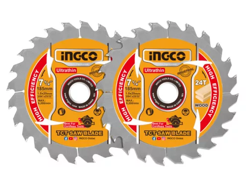 INGCO Fűrésztárcsa fához 185 x 20 x 1,0 mm / 24T (2 db)